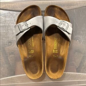 Birkenstock Silver Madrid Sandals with Signature Comfort
